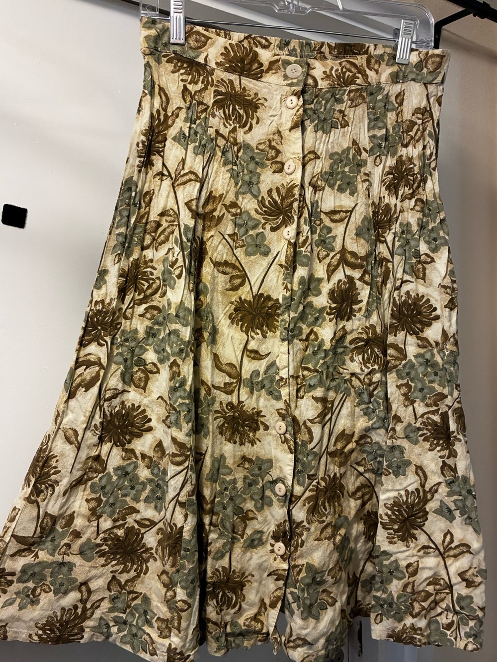 Retro Vintage Floral Flowy Lightweight Midi Skirt